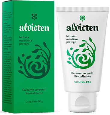 Caja y tubo de Alvioten, bálsamo corporal revitalizante